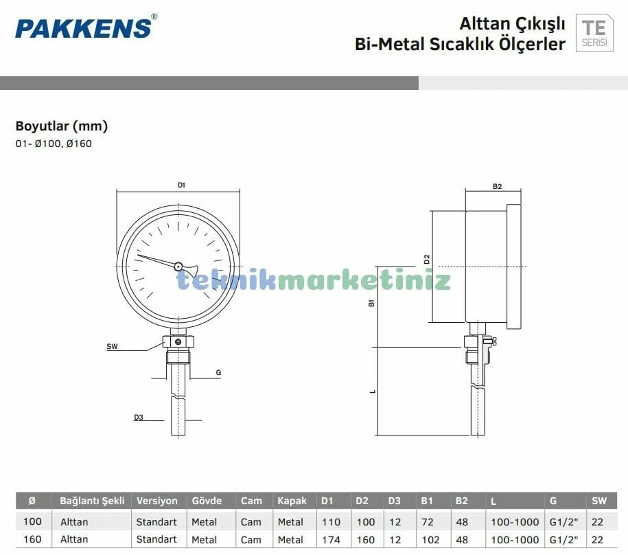 3-pakkens-te100-serisi-100401-alttan-cikisli-mekanik-gostergeli-bi-metal-sicaklik-olcer-termometre-teknik-cizimi-ve-olculeri