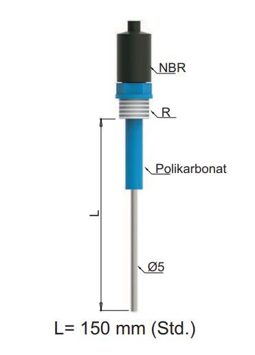 ELC-10 İLETKENLİK TİP SEVİYE ELEKTRODU BOYUTLARI