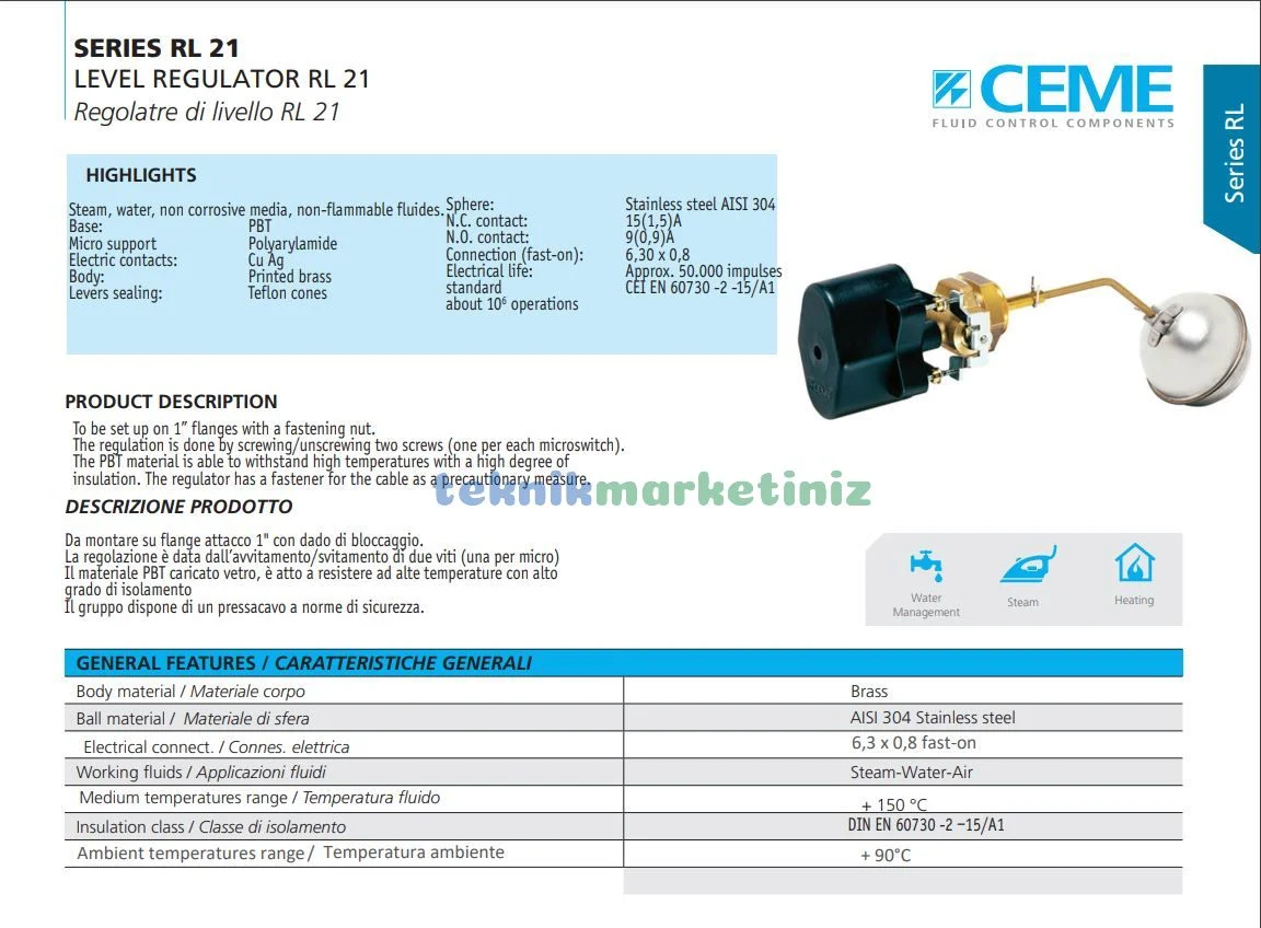 ceme-seviye-salteri-rl21-seviye-samandirasi-teknik-ozellikleri