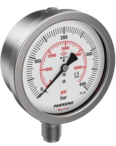Ø100mm Alttan Bağlantı Komple Paslanmaz Kurutip Class 1,0 Hassas Manometreler
