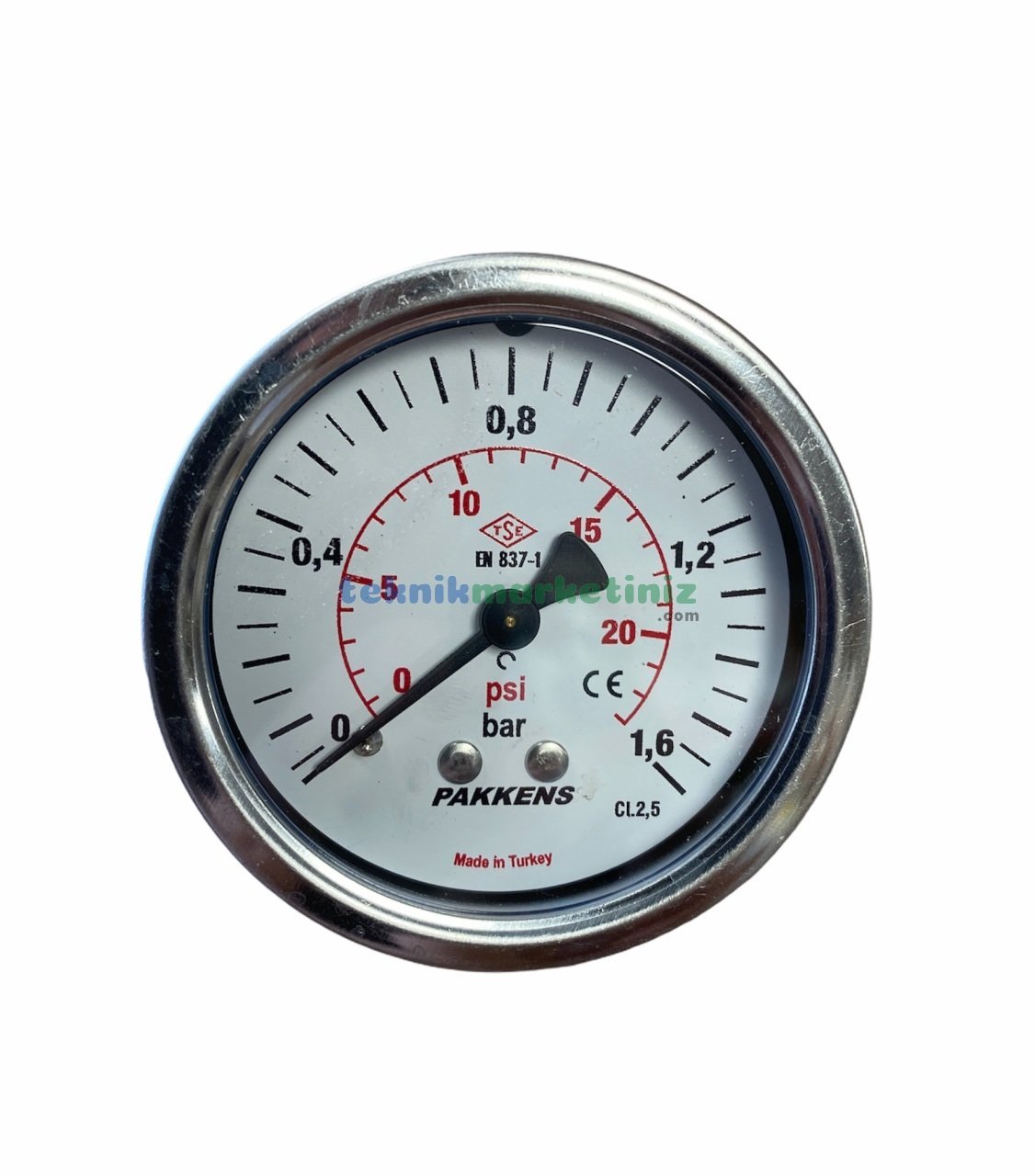 Ø63mm 0-1,6 Bar Panotip Arka Bağlantılı G1/4'' inç Genel Amaçlı Kurutip Manometre, Basınç Göstergesi CL2,5 PAKKENS