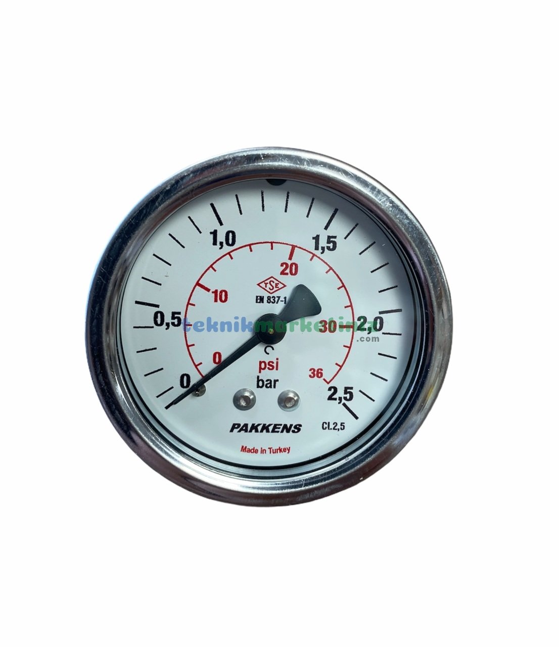 Ø63mm 0-2,5 Bar Panotip Arka Bağlantılı G1/4'' inç Genel Amaçlı Kurutip Manometre, Basınç Göstergesi CL2,5 PAKKENS