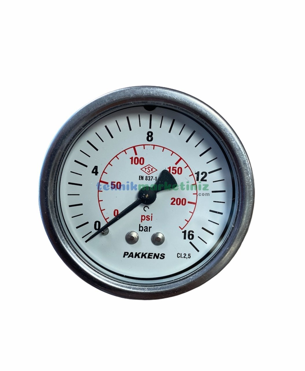 Ø63mm 0-16 Bar Panotip Arka Bağlantılı G1/4'' inç Genel Amaçlı Kurutip Manometre, Basınç Göstergesi CL2,5 PAKKENS