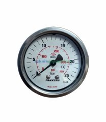 Ø63mm 0-25 Bar Panotip Arka Bağlantılı G1/4'' inç Genel Amaçlı Kurutip Manometre, Basınç Göstergesi CL2,5 PAKKENS