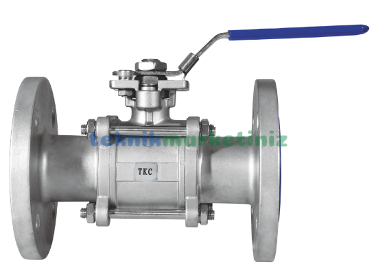 Tepe Flanşlı Aktüatör Takılabilir Tip FLANŞLI ÜÇ Parçalı 304 Paslanmaz PN40 Küresel Vana AISI SS304