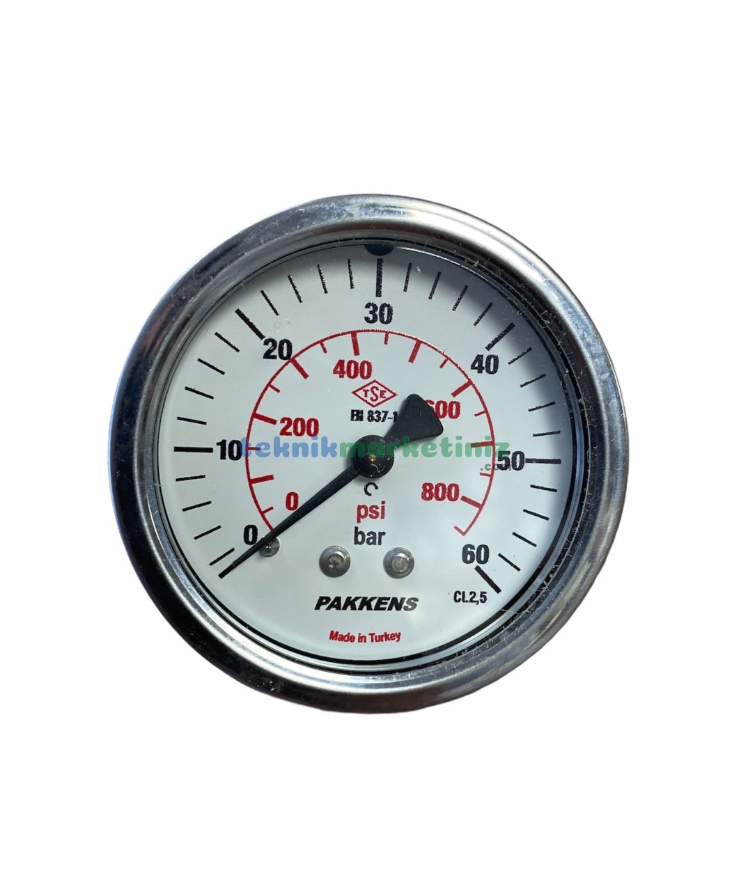 Ø63mm 0-60 Bar Panotip Arka Bağlantılı G1/4'' inç Genel Amaçlı Kurutip Manometre, Basınç Göstergesi CL2,5 PAKKENS