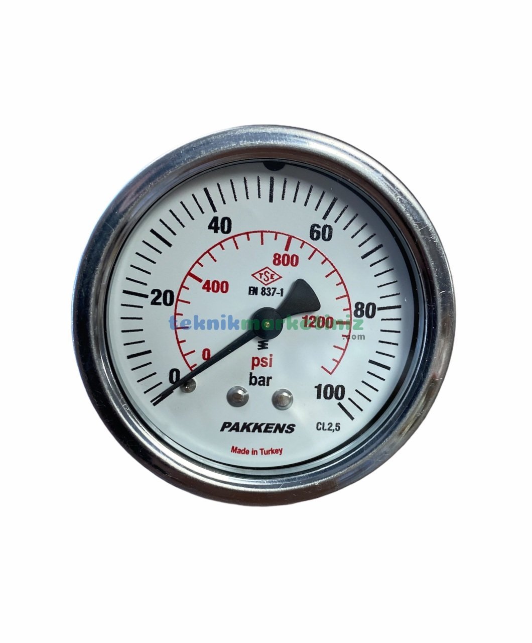 Ø63mm 0-100 Bar Panotip Arka Bağlantılı G1/4'' inç Genel Amaçlı Kurutip Manometre, Basınç Göstergesi CL2,5 PAKKENS