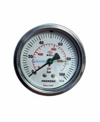 Ø63mm 0-100 Bar Panotip Arka Bağlantılı G1/4'' inç Genel Amaçlı Kurutip Manometre, Basınç Göstergesi CL2,5 PAKKENS