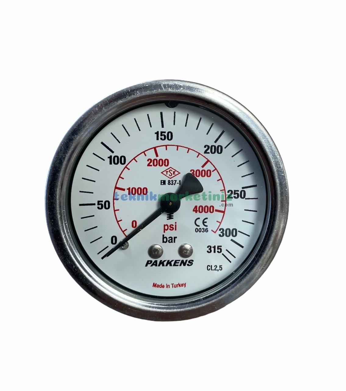 Ø63mm 0-315 Bar Panotip Arka Bağlantılı G1/4'' inç Genel Amaçlı Kurutip Manometre, Basınç Göstergesi CL2,5 PAKKENS