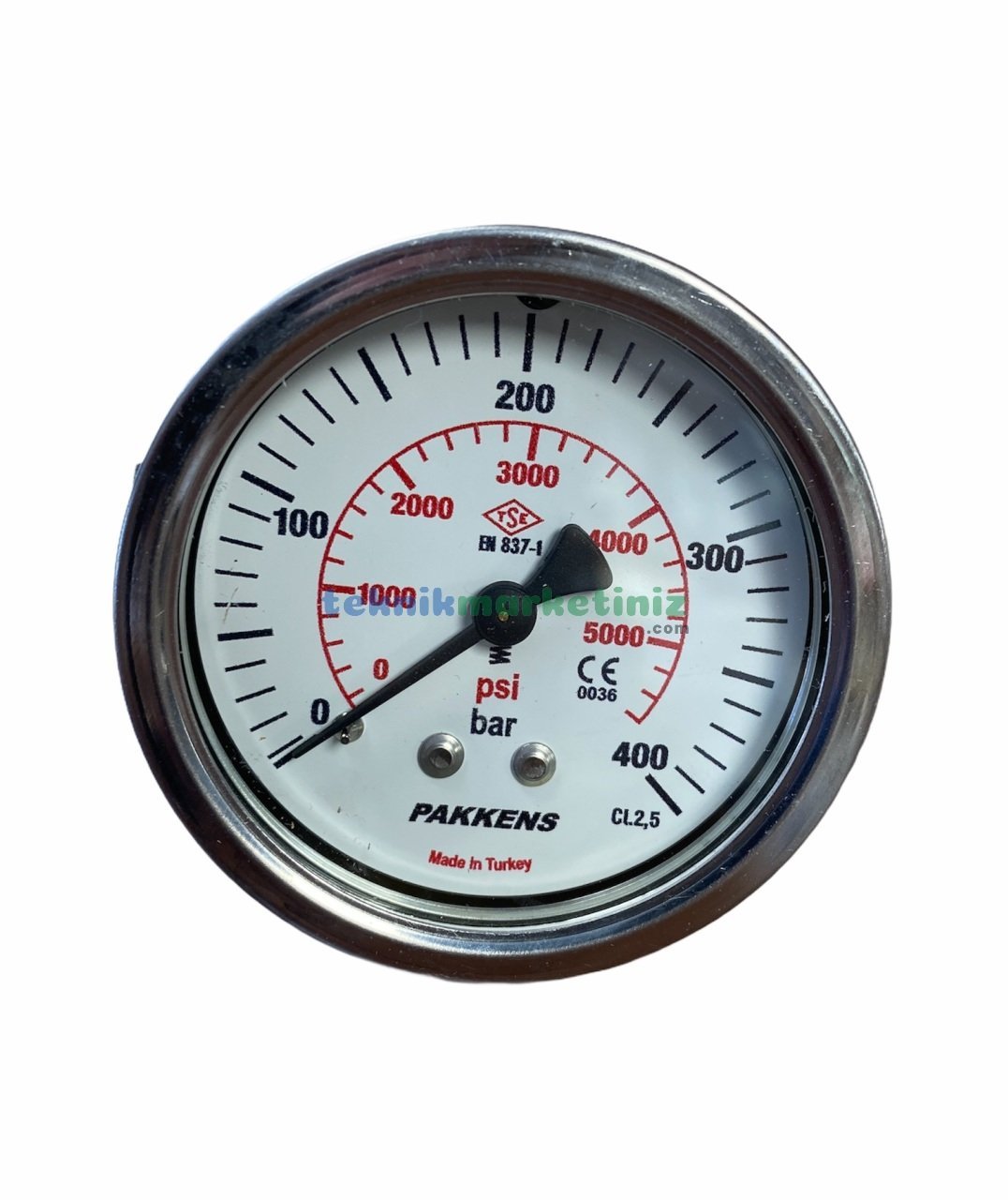 Ø63mm 0-400 Bar Panotip Arka Bağlantılı G1/4'' inç Genel Amaçlı Kurutip Manometre, Basınç Göstergesi CL2,5 PAKKENS