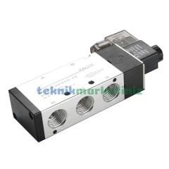 1/2'' Elektrikli 5/2 Pnömatik Yön Valfi 4V410-15 Tek Bobin-Yay Pnomatik Solenoid Valf