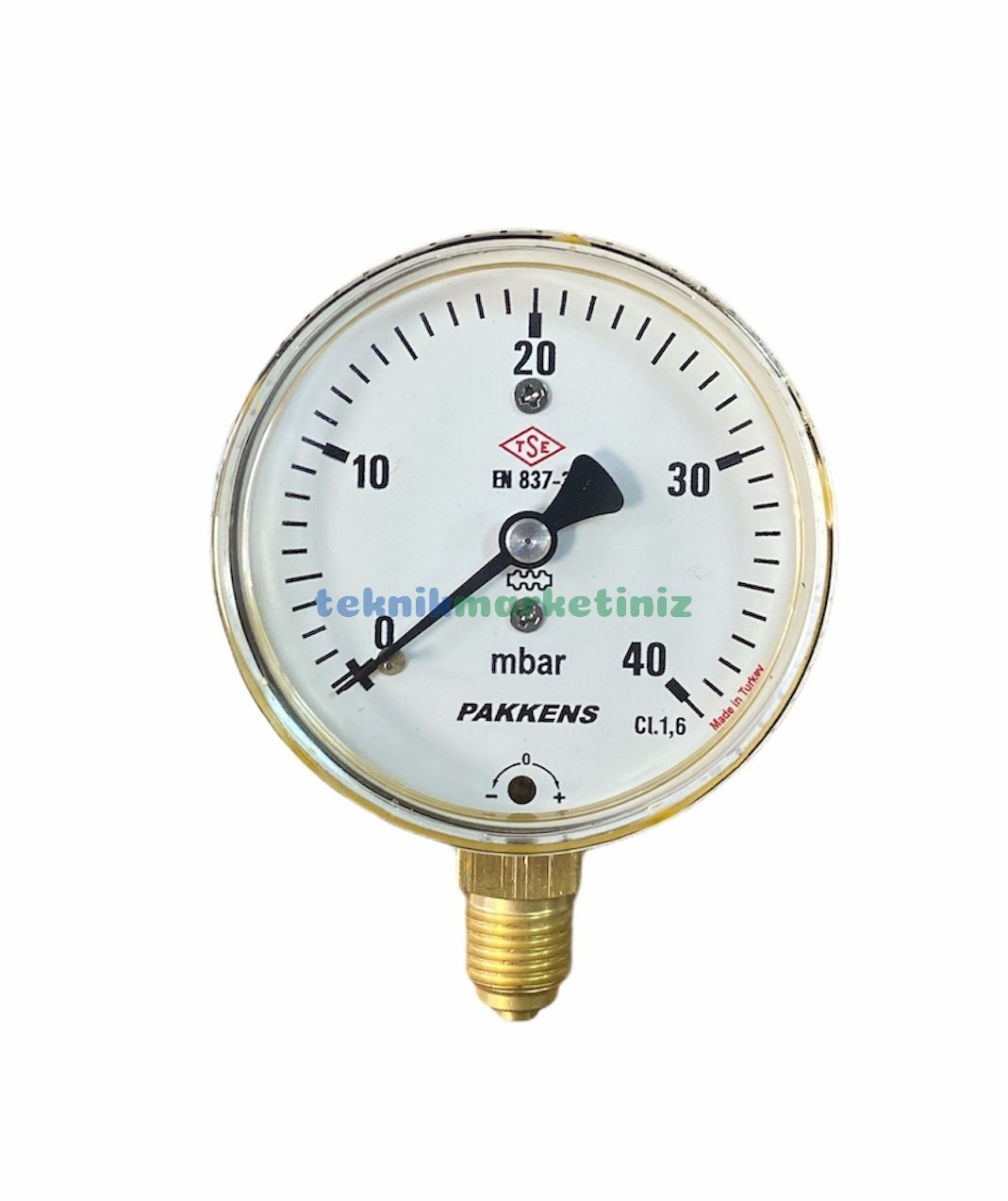 Ø63mm 0/40 Milibar Alttan Bağlantılı Kurutip Kapsül Diyaframlı Basınç Ölçer, Milibar Manometre G1/4'' CL1,6 PAKKENS