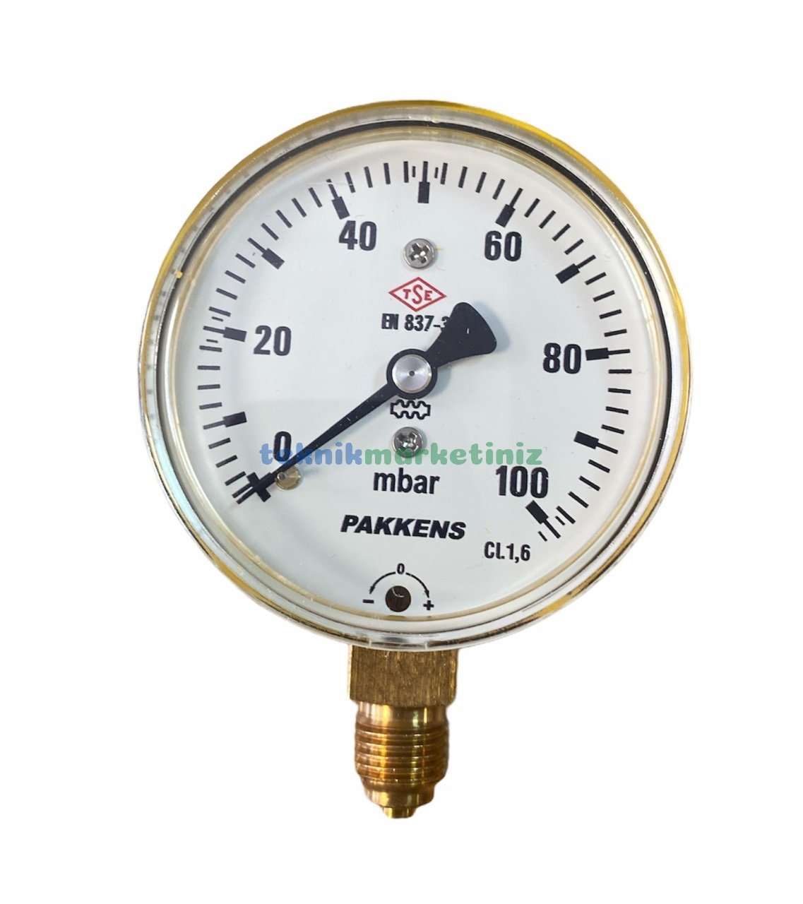 Ø63mm 0/100 Milibar Alttan Bağlantılı Kurutip Kapsül Diyaframlı Basınç Ölçer, Milibar Manometre G1/4'' CL1,6 PAKKENS