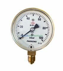 Ø63mm 0/100 Milibar Alttan Bağlantılı Kurutip Kapsül Diyaframlı Basınç Ölçer, Milibar Manometre G1/4'' CL1,6 PAKKENS