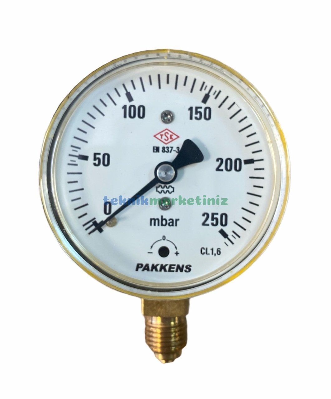 Ø63mm 0/250 Milibar Alttan Bağlantılı Kurutip Kapsül Diyaframlı Basınç Ölçer, Milibar Manometre G1/4'' CL1,6 PAKKENS