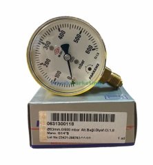Ø63mm 0/600 Milibar Alttan Bağlantılı Kurutip Kapsül Diyaframlı Basınç Ölçer, Milibar Manometre G1/4'' CL1,6 PAKKENS