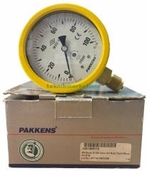 Ø100mm 0/100 Milibar Alttan Bağlantılı Kurutip Kapsül Diyaframlı Basınç Ölçer, Milibar Manometre G1/2'' CL1,6 PAKKENS