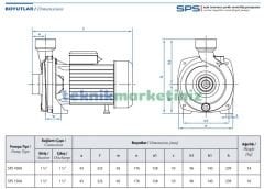 SPS100A Açık Çarklı Pompa 1 HP - 0,75KW, 220 Volt Monofaze, 17 mss, 14 Ton/saat, Sürtme Çarklı Santrifüj Su Pompası STAR POMPA