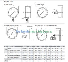 Ø100mm 0/1000 Bar Alttan Bağlantılı Komple Paslanmaz Sıvı Dolgulu CL1,0 Hassas Basınç Ölçer, Manometre G1/2'' Class 1,0 PAKKENS