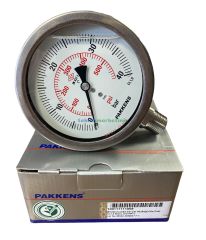 Ø100mm 0/40 Bar Alttan Bağlantılı Komple Paslanmaz Sıvı Dolgulu CL1,0 Hassas Basınç Ölçer, Manometre 1/2''NPT Class 1,0 PAKKENS