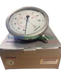 Ø160mm 0/16 Bar Alttan Bağlantılı Komple Paslanmaz Sıvı Dolgulu CL1,0 Hassas Basınç Ölçer, Manometre G1/2'' Class 1,0 PAKKENS