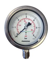 Ø100mm 0/6 Bar Alttan Bağlantılı Komple Paslanmaz Kurutip CL1,0 Hassas Basınç Ölçer, Manometre G1/2'' Class 1,0 PAKKENS