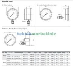 Ø100mm 0/2,5 Bar Alttan Bağlantılı Paslanmaz Gövde Sıvı Dolgulu CL1,0 Hassas Basınç Ölçer, Manometre G1/2'' Prinç Bağlantı Elemanlı Class 1,0 PAKKENS