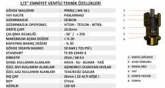 10 ADET 1/2'' YKS Emniyet Ventili Düşük Basınç 0.1 / 1.9 Bar Arası Sabit Basınçlı Mühürlü