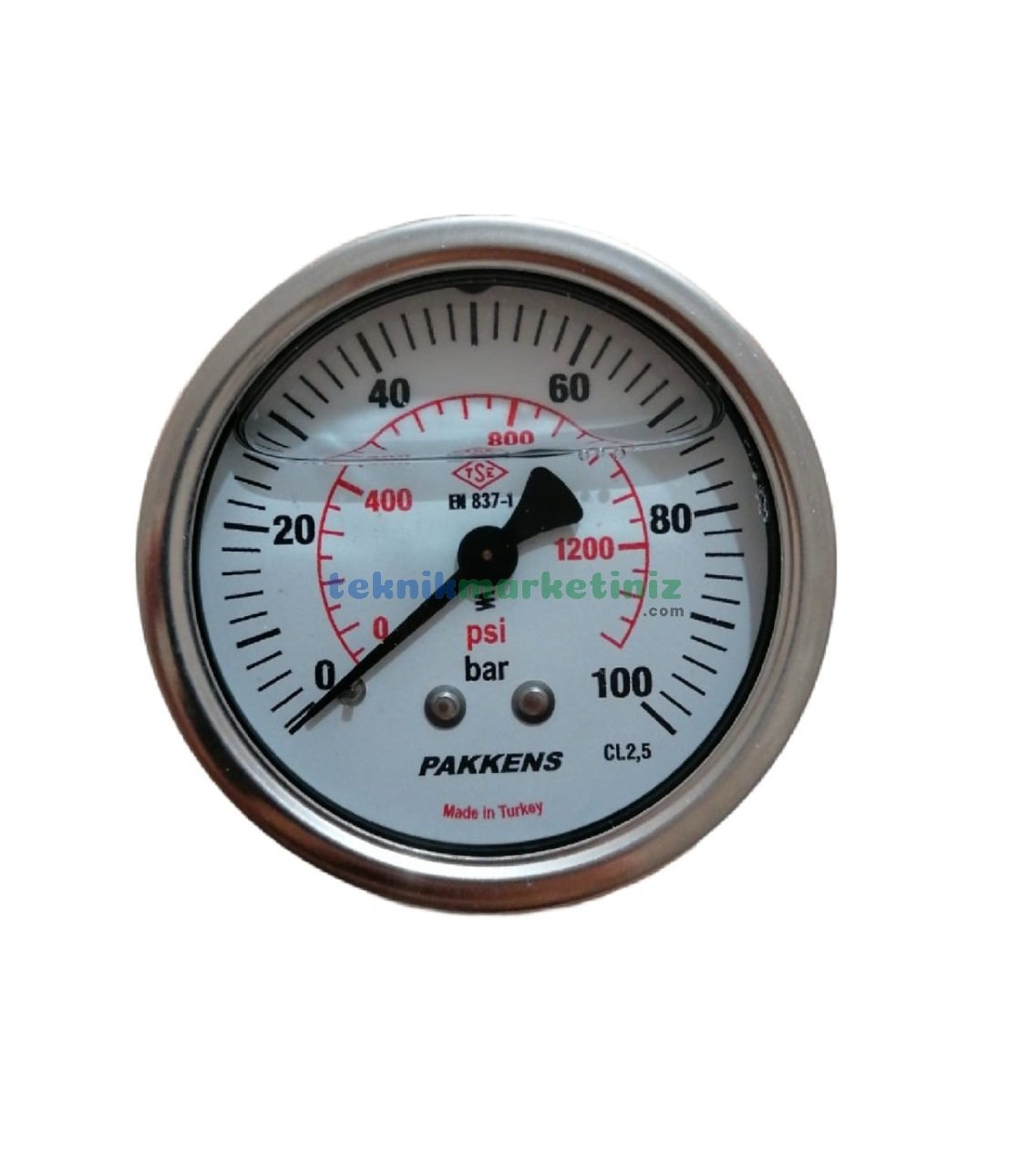 Ø63mm 0-0,6 Bar Arkadan Bağlantılı Gliserinli, Sıvı Dolgulu G1/4'' Manometre, Basınç Göstergesi CL2,5 PAKKENS