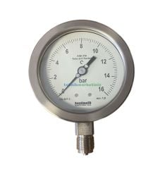Ø100mm 0/16 Bar Alttan Bağlantılı Komple Paslanmaz Kurutip CL1,0 Hassas Basınç Ölçer, Manometre G1/2'' Class 1,0 Fantinelli