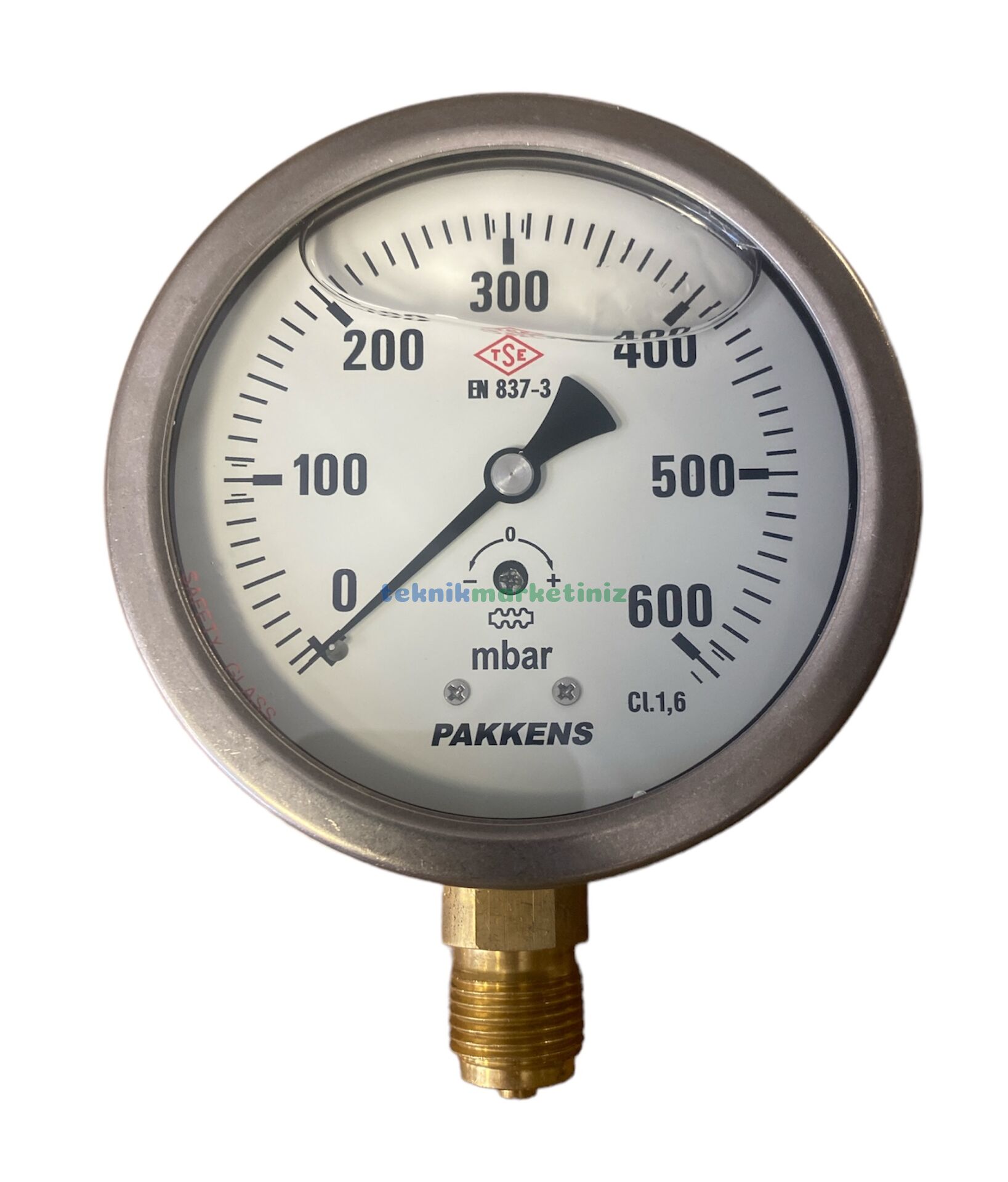 Ø100mm 0/600 Milibar Alttan Bağlantılı Gliserin Dolgulu Kapsül Diyaframlı Basınç Ölçer, Milibar Manometre G1/2'' CL1,6 PAKKENS