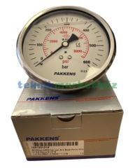 Ø100mm 0-600 Bar Panotip Arkadan Bağlantılı Gliserinli, Sıvı Dolgulu G1/2'' Manometre, Basınç Göstergesi CL2,5 PAKKENS