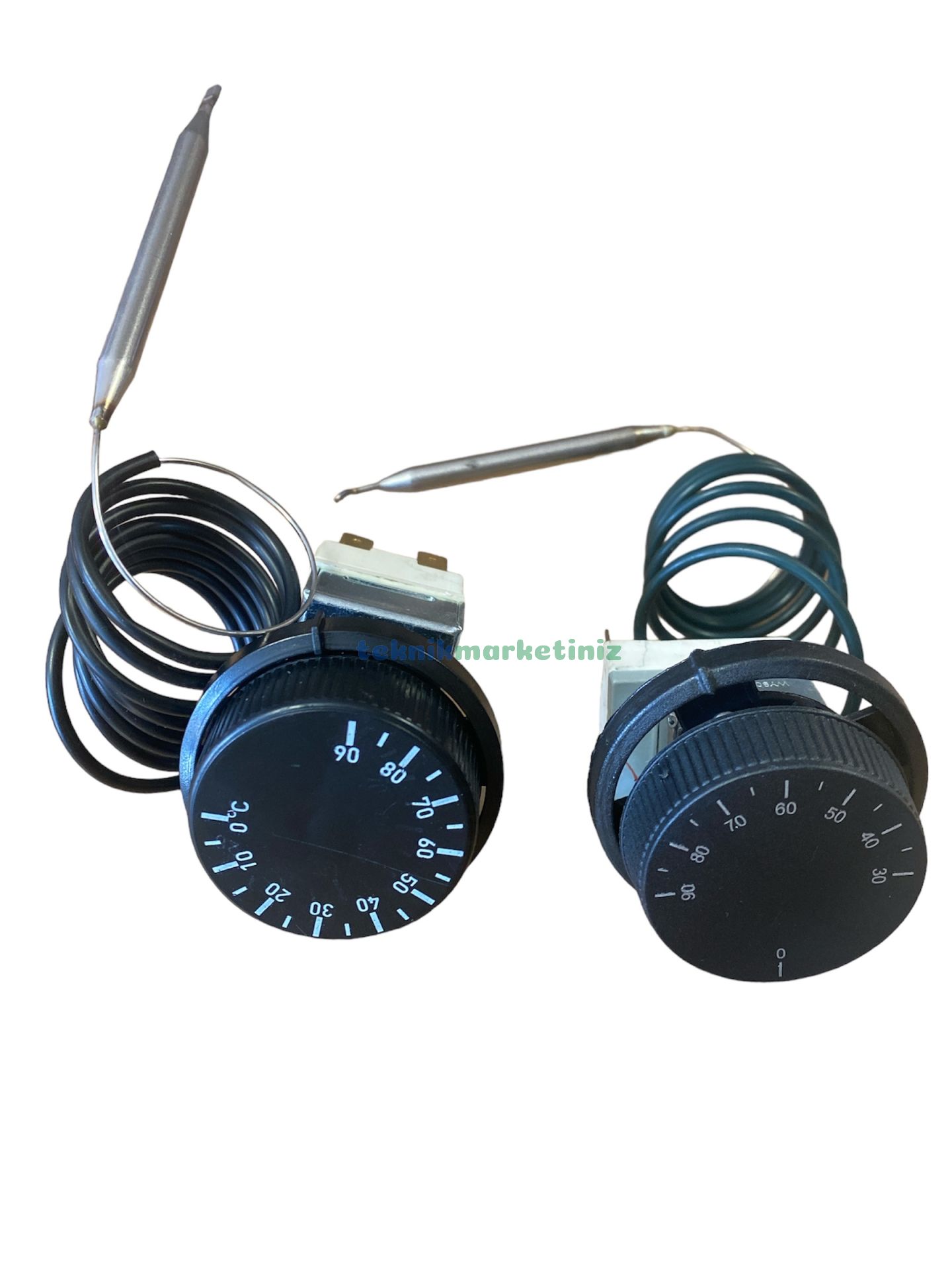 0-90 C° Derece (30-90 C°) Çift Kontaklı Gazlı Kuyruklu 1 Metre Spiralli Termostat