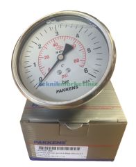 Ø100mm 0-6 Bar Arkadan Bağlantılı Gliserinli, Sıvı Dolgulu G1/2'' Manometre, Basınç Göstergesi CL2,5 PAKKENS