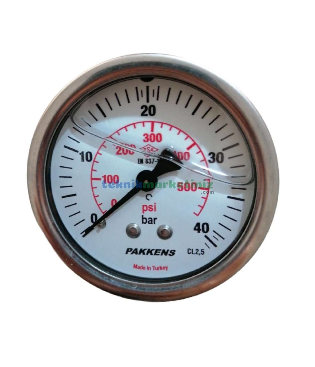 Ø63mm 0-40 Bar Arkadan Bağlantılı Gliserinli, Sıvı Dolgulu G1/4'' Manometre, Basınç Göstergesi CL2,5 PAKKENS