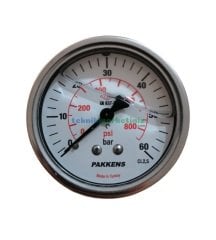 Ø63mm 0-60 Bar Arkadan Bağlantılı Gliserinli, Sıvı Dolgulu G1/4'' Manometre, Basınç Göstergesi CL2,5 PAKKENS