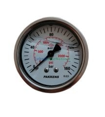 Ø63mm 0-160 Bar Arkadan Bağlantılı Gliserinli, Sıvı Dolgulu G1/4'' Manometre, Basınç Göstergesi CL2,5 PAKKENS