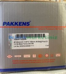 Ø100mm 0/+120°C Derece, Komple Paslanmaz Alttan Çıkışlı G1/2'' Bi-Metal Sıcaklık Ölçer, Termometre, Mekanik Isı Gösterge Saati, CL2,0 PAKKENS, Dalma Boyu :