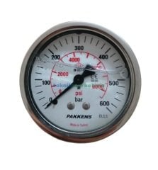 Ø63mm 0-600 Bar Arkadan Bağlantılı Gliserinli, Sıvı Dolgulu G1/4'' Manometre, Basınç Göstergesi CL2,5 PAKKENS