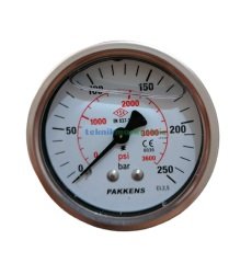 Ø63mm 0-250 Bar Panotip Arka Bağlantılı Gliserinli, Sıvı Dolgulu G1/4'' Manometre, Basınç Göstergesi CL2,5 PAKKENS