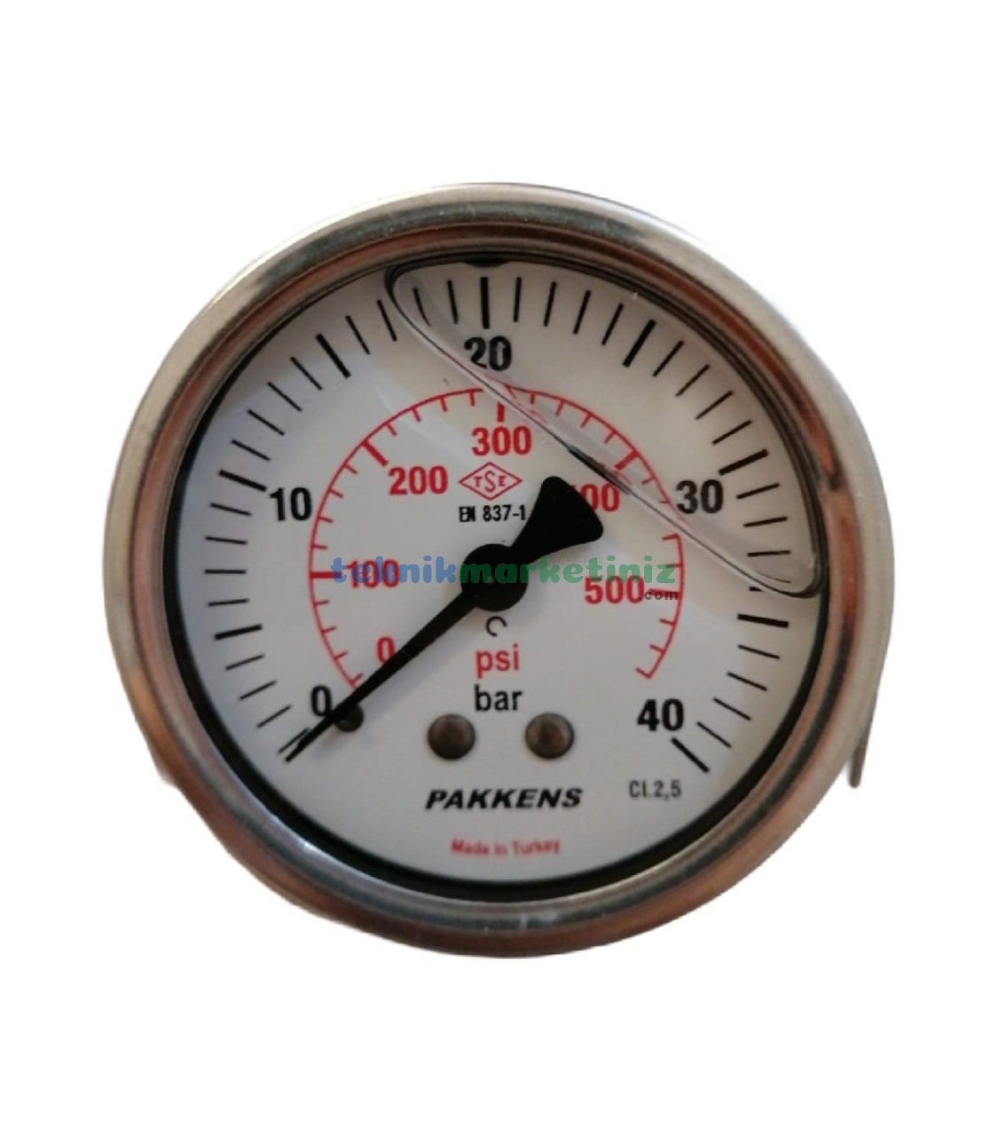 Ø63mm 0-40 Bar Panotip Arka Bağlantılı Gliserinli, Sıvı Dolgulu G1/4'' Manometre, Basınç Göstergesi CL2,5 PAKKENS