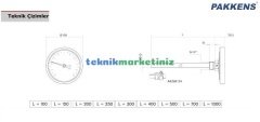 Ø100mm 500 C° 100 cm / 1 Metre Dalma Boylu Taş Fırın Termometresi PAKKENS