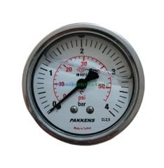 Ø63mm 0-4 Bar Panotip Arka Bağlantılı Gliserinli, Sıvı Dolgulu G1/4'' Manometre, Basınç Göstergesi CL2,5 PAKKENS
