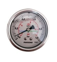 Ø63mm 0-1 Bar Panotip Arka Bağlantılı Gliserinli, Sıvı Dolgulu G1/4'' Manometre, Basınç Göstergesi CL2,5 PAKKENS
