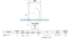 2 Litre Silindirik Tip, Dikey Genleşme Tankı, Hidrofor Tankı