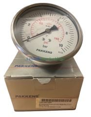 Ø100mm 0-10 Bar Arkadan Bağlantılı Gliserinli, Sıvı Dolgulu G1/2'' Manometre, Basınç Göstergesi CL2,5 PAKKENS