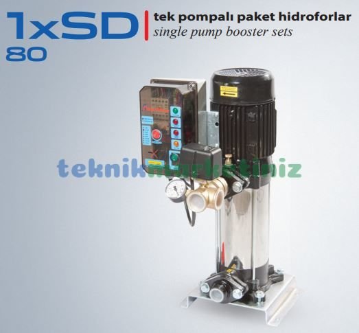 1*SD 80/8 Düşey Tip Tek Pompalı Paket Hidrofor, 1,5 HP - 1,1 KW Dikey Milli Paket Hidrofor Star Pompa 1*SD 80/8
