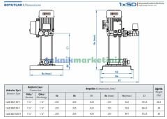1*SD 80/8 Düşey Tip Tek Pompalı Paket Hidrofor, 1,5 HP - 1,1 KW Dikey Milli Paket Hidrofor Star Pompa 1*SD 80/8