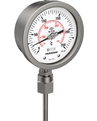 ÇAP Ø100mm 0-500 C° KOMPLE PASLANMAZ ALTTAN BAĞLANTILI PAKKENS MEKANİK GÖSTERGELİ Bİ-METAL SICAKLIK ÖLÇER, TERMOMETRE