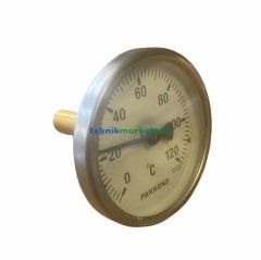 Ø63mm 0/+120°C Derece, 5 cm Arkadan Çıkışlı Prinç Termovilli G1/2'' Bi-Metal Sıcaklık Ölçer, Termometre, Mekanik Isı Gösterge Saati, EN 13190, CL2,0 PAKKENS
